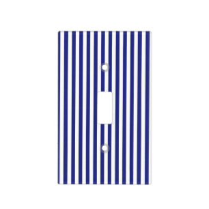 Vertical Blue and White Stripes Light Switch Cover