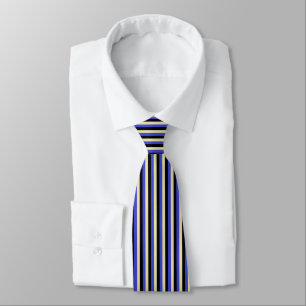 Vertical Blue, Beige and Black Stripes Neck Tie
