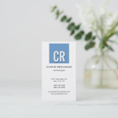 Vertical Blue Gray White Background Business Card (Standing Front)