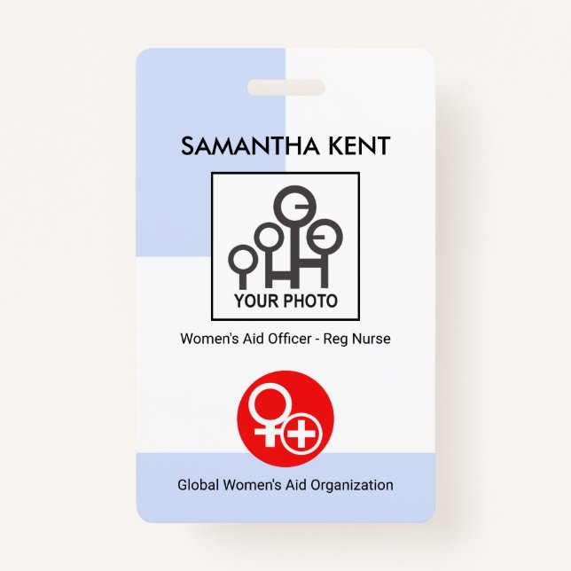 Vertical Blue Layers Photo Template Nurse Badge (Front)
