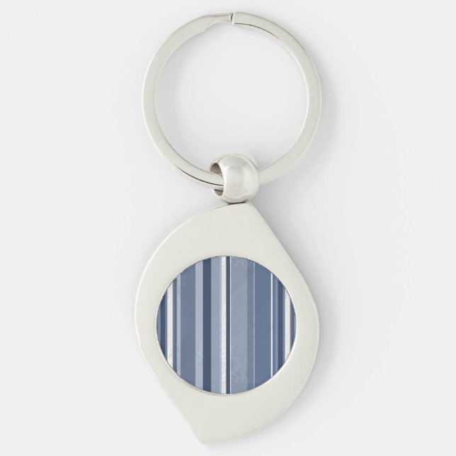 Vertical Blue Stripes Keychain (Front)