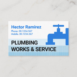 Vertical Blue Water Lines Plumbing Business Card