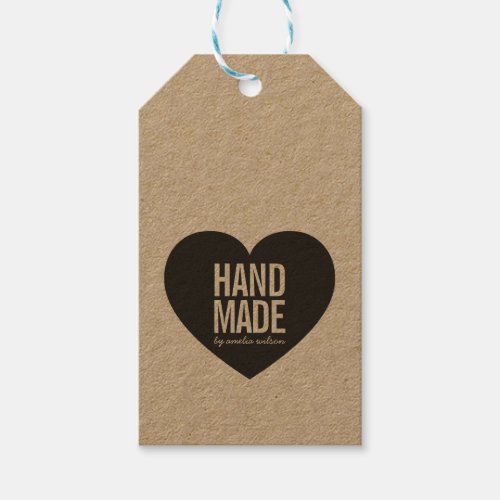 Vertical Bold Rustic Handmade Heart Kraft Gift Tags