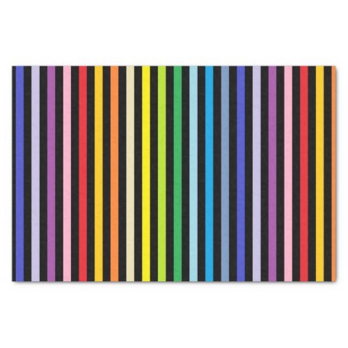Vertical Broader Spectrum Rainbow and Black Stripe Tissue Paper