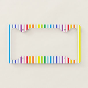 Vertical Broader Spectrum Rainbow and White Stripe License Plate Frame
