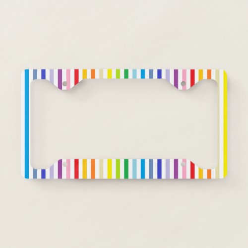 Vertical Broader Spectrum Rainbow and White Stripe License Plate Frame