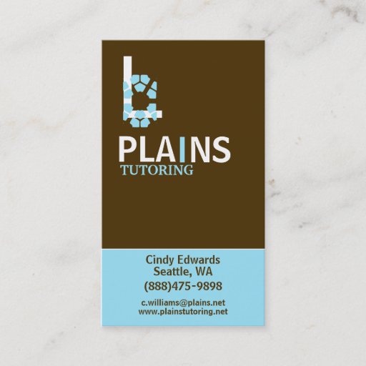 Customizable Vertical Brown and Aqua Business Card