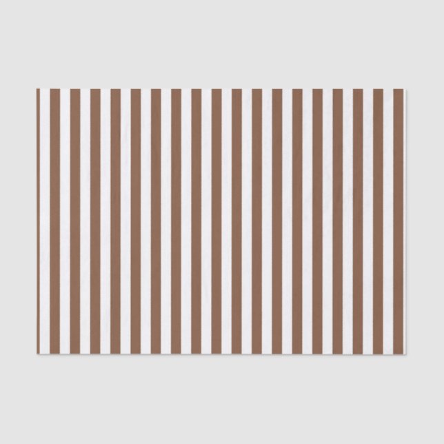 Vertical Brown and White Stripes Tissue Paper (Front)