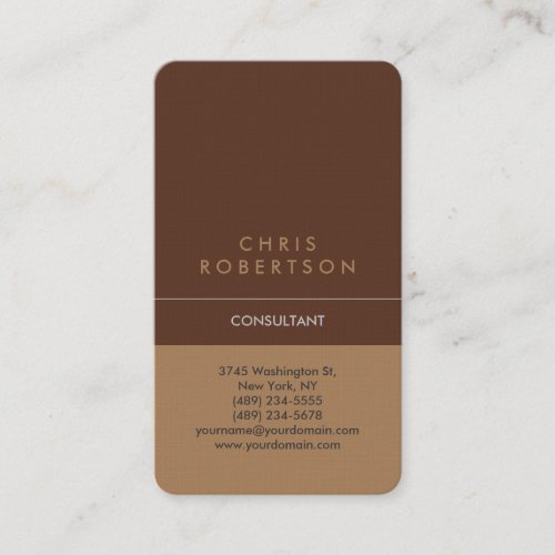 Vertical Brown Round Corner Premium Linen Luxury Business Card