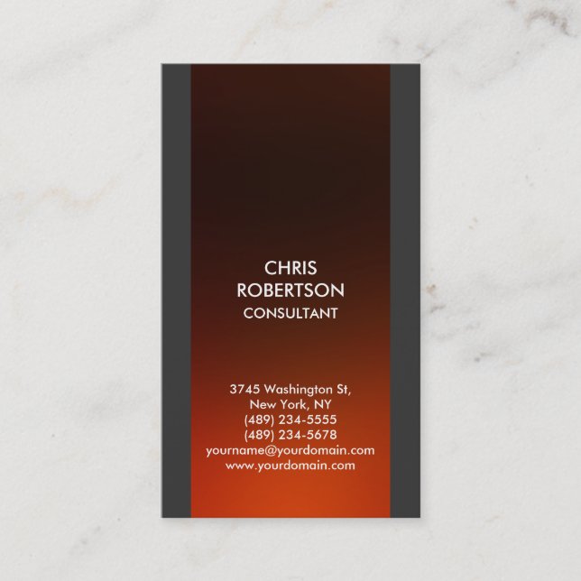 Vertical Browny Red Orange Grey Business Card (Front)