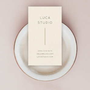 Vertical Business Card | Gold and Cream Minimal