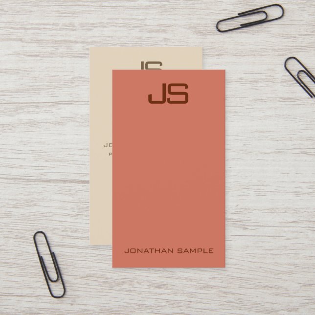 Vertical Business Cards Modern Elegant Monogram (Front/Back In Situ)