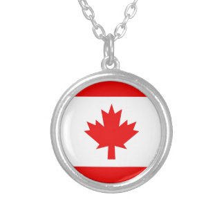 Vertical Canadian Flag Silver Plated Necklace