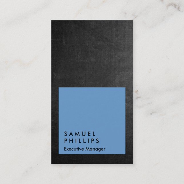 Vertical chalkboard blue professional plain business card (Front)
