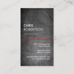 Vertical Chalkboard Gray Red Line Business Card