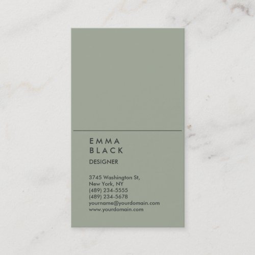 Vertical Chic Grey Stylish Professional Designer Business Card