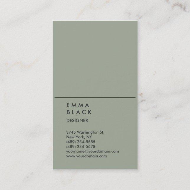 Vertical Chic Grey Stylish Professional Designer Business Card (Front)