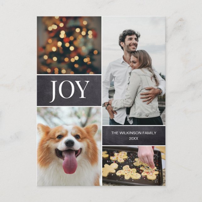 Vertical Christmas 2020 family photo Collage Holiday Postcard (Front)