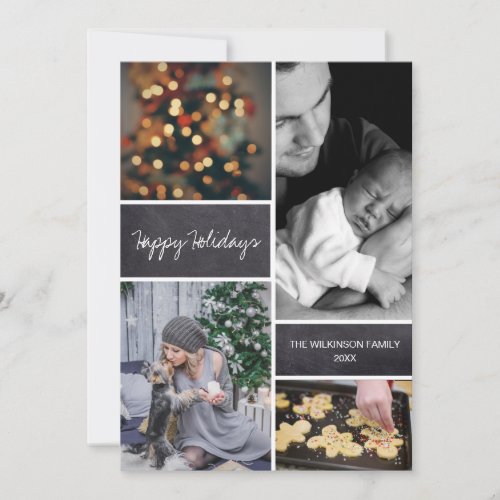 Vertical Christmas Photo collage chalkboard theme Holiday Card