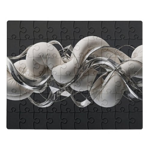 Vertical Chrome Twist - Premium 3D Abstract Jigsaw Puzzle
