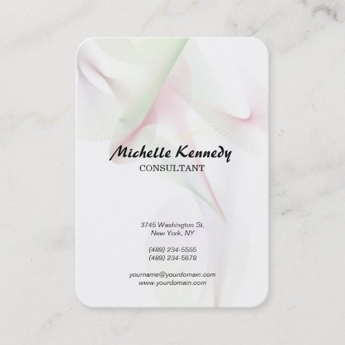 Vertical Chubby Abstract Curves White Script Business Card