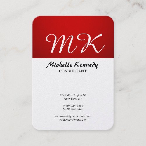 Vertical Chubby Red Stripe White Brush Script Business Card