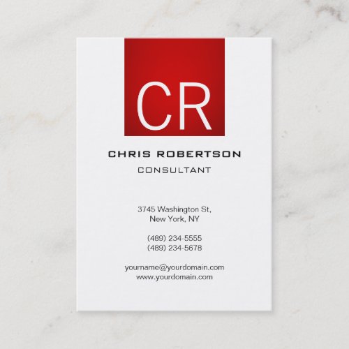 Vertical Chubby Red Stripe White Business Card