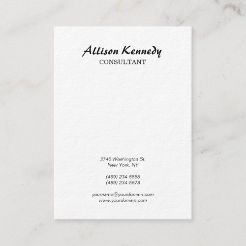 Vertical Chubby Ultra Thick White Brush Script Business Card