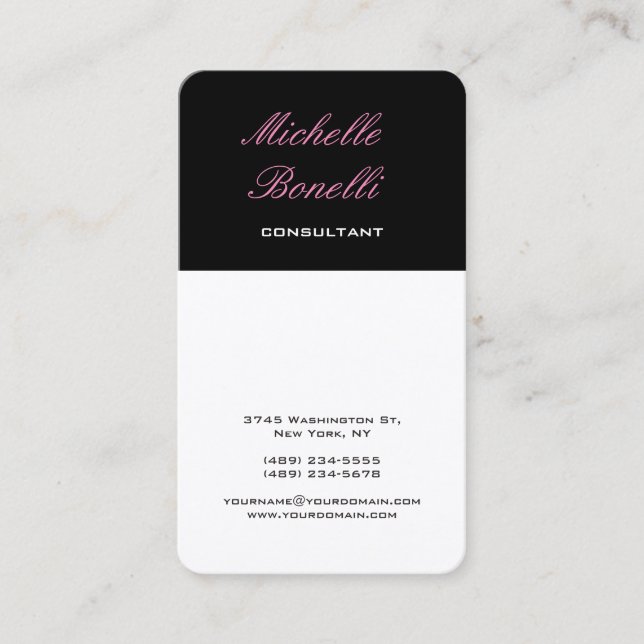 Vertical Classical Feminine Stylish Trendy Business Card (Front)