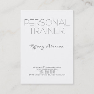 Vertical Clean White Plain Simple Personal Trainer Business Card