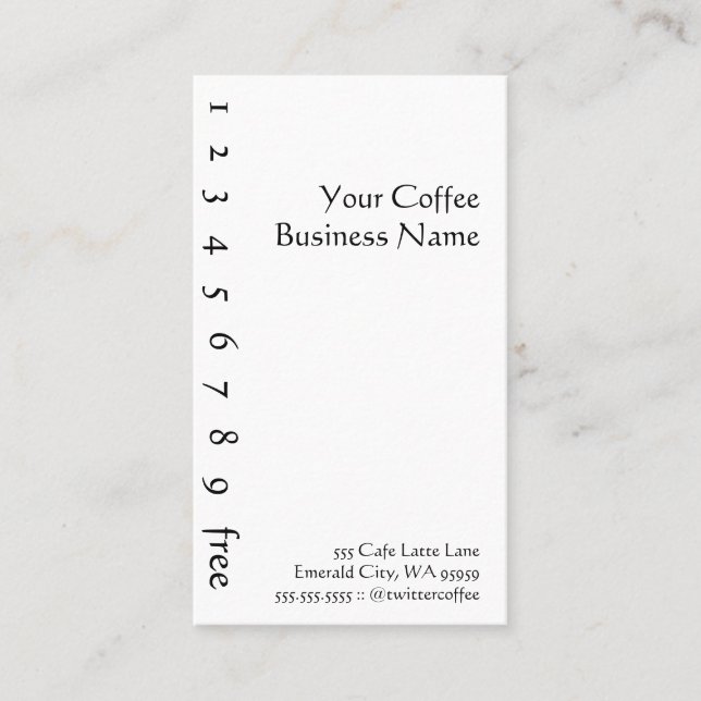 Vertical Coffee Punchcard Loyalty Card (Front)