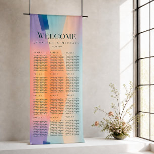 Vertical Colorblock Wedding Seating Plan Banner