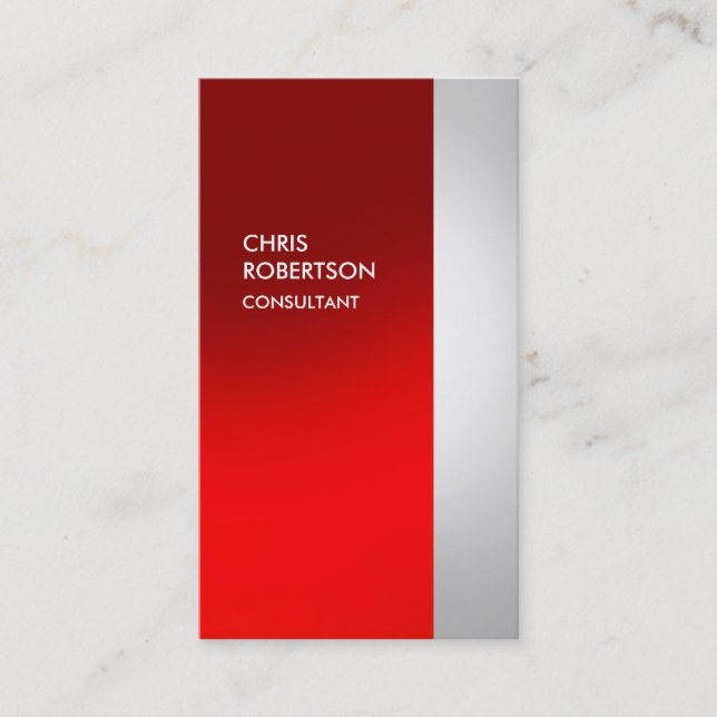 Vertical Colorful Red Grey Stripes Business Card (Front)