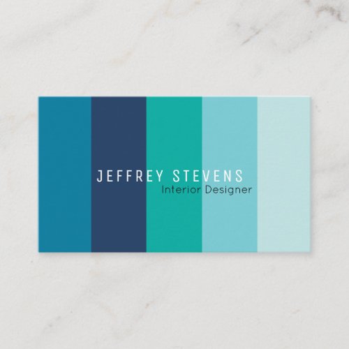 Vertical colorful stripe pattern blue green edit business card