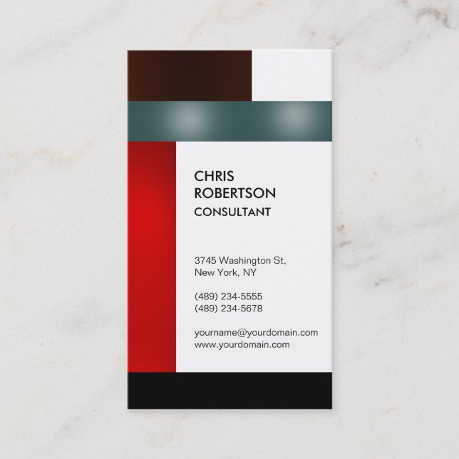 Vertical Colorful Stripes Creative Business Card (Front)