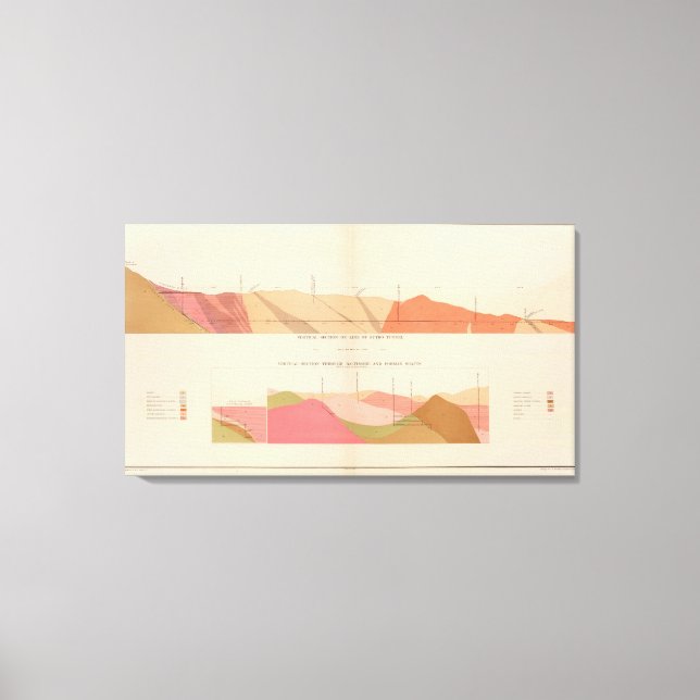Vertical Cross Sections of the Lode, Sutro Tunnel Canvas Print (Front)