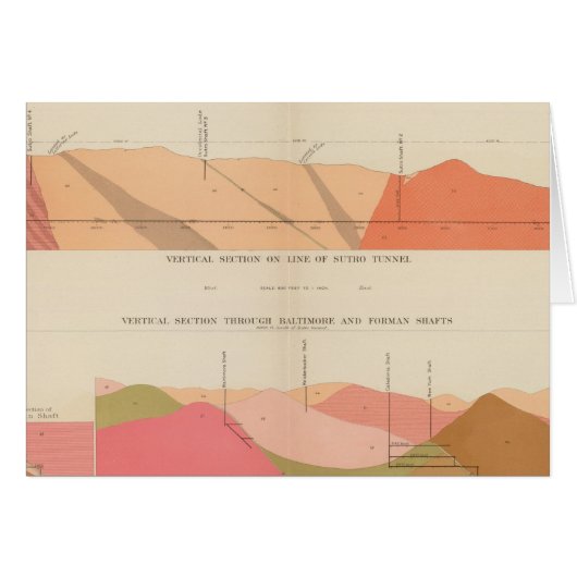 Vertical Cross Sections of the Lode, Sutro Tunnel Cards (Front Horizontal)