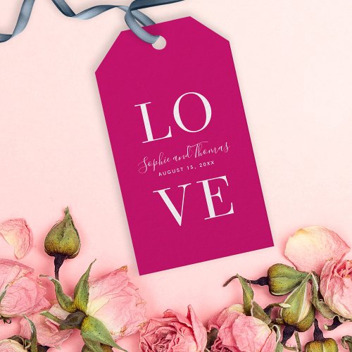 Vertical Custom Color Modern Elegant Love Wedding Gift Tags