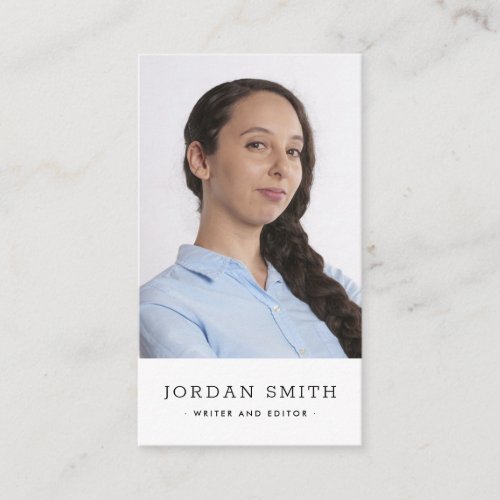 Vertical custom photo modern minimal professional business card