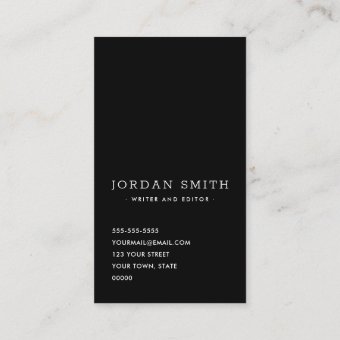 Vertical custom photo modern professional black business card | Zazzle