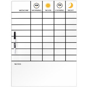 Vertical Daily Medicine Tracker Take Meds Reminder Dry Erase Board
