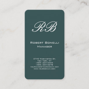 Vertical Dark Slate Gray Monogram Business Card