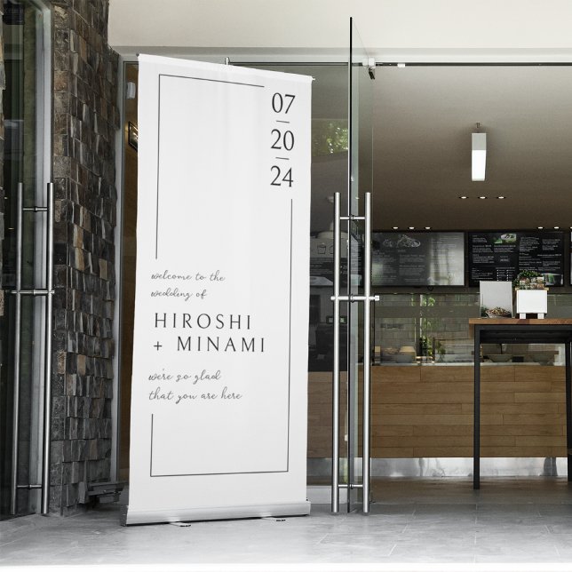 Vertical Date and Personalized Bride & Groom Names Retractable Banner (Creator Uploaded)