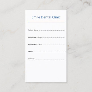 Vertical Dental Appointment Card Clean Design