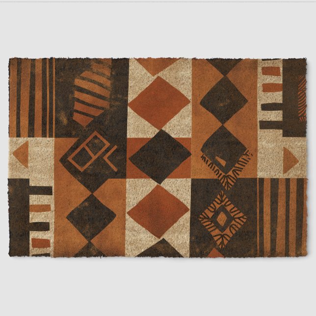 Vertical design with African elements Fiber Doormat (Front)
