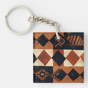 Vertical design with African elements Keychain