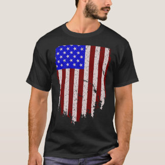 Vertical Distressed American Flag T-Shirt