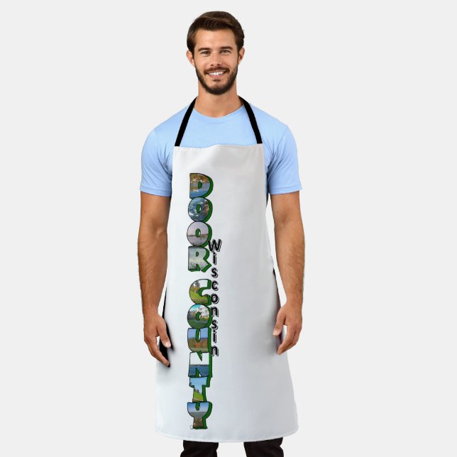 Vertical Door County Wisconsin Big Letter Apron (Worn)