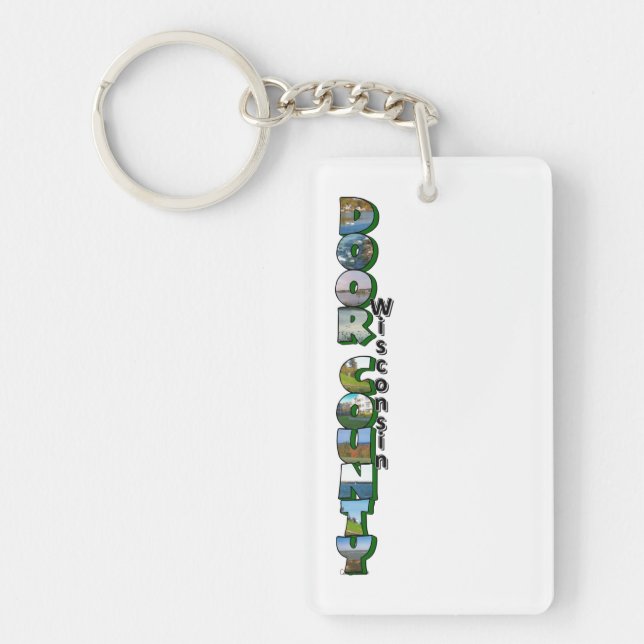 Vertical Door County Wisconsin Big Letter Keychain (Front)