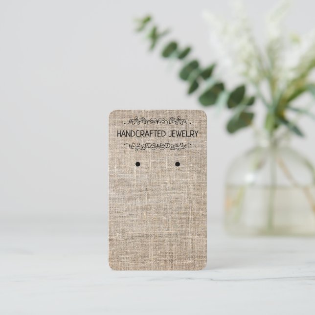 Vertical Earring Card-Natural Jute- Business Card (Standing Front)